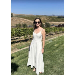 The Drop Womens Luna Scoop Neck Linen Maxi Dress L Off White Dr9